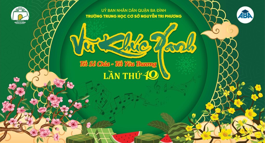 Banner chương trình Vũ khúc xanh 2024 của trường THCS Nguyễn Tri Phương (Ba Đình)